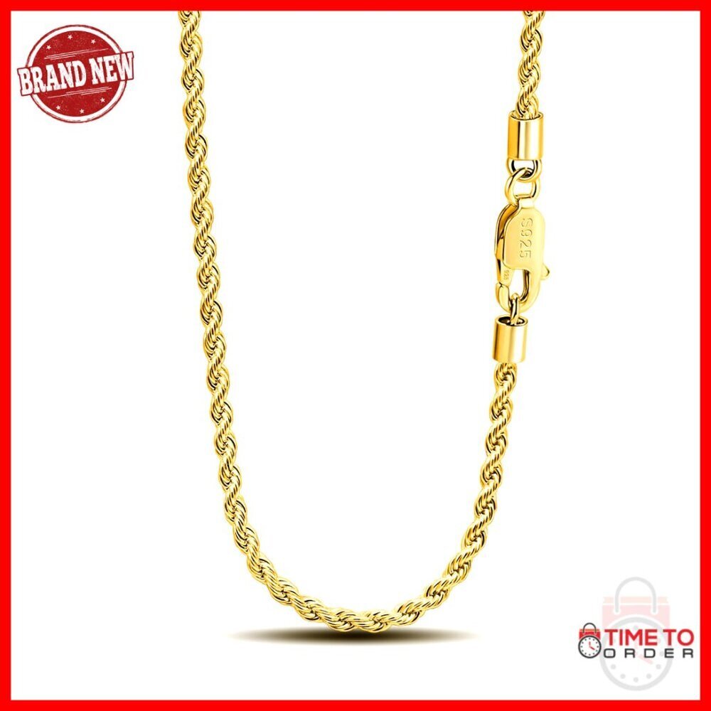 Sterling Silver 3mm Twist Rope Chain Necklace with Lobster Clasp